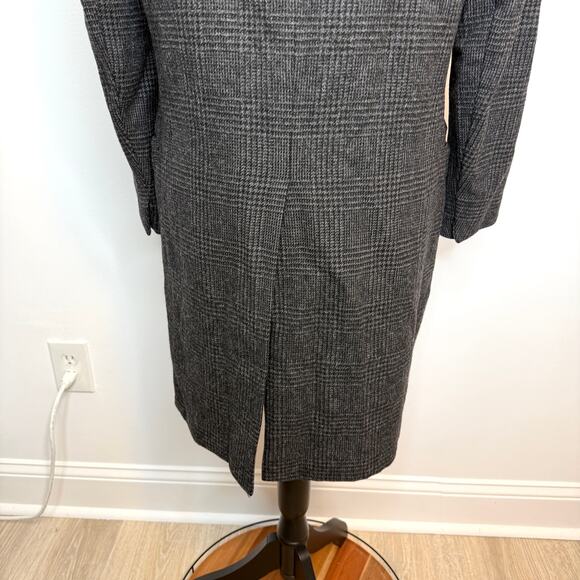 AllSaints Mallieus Men’s Wool Plaid Yuto Pea Coat Charcoal Gray Size Medium 38 - Picture 8 of 16